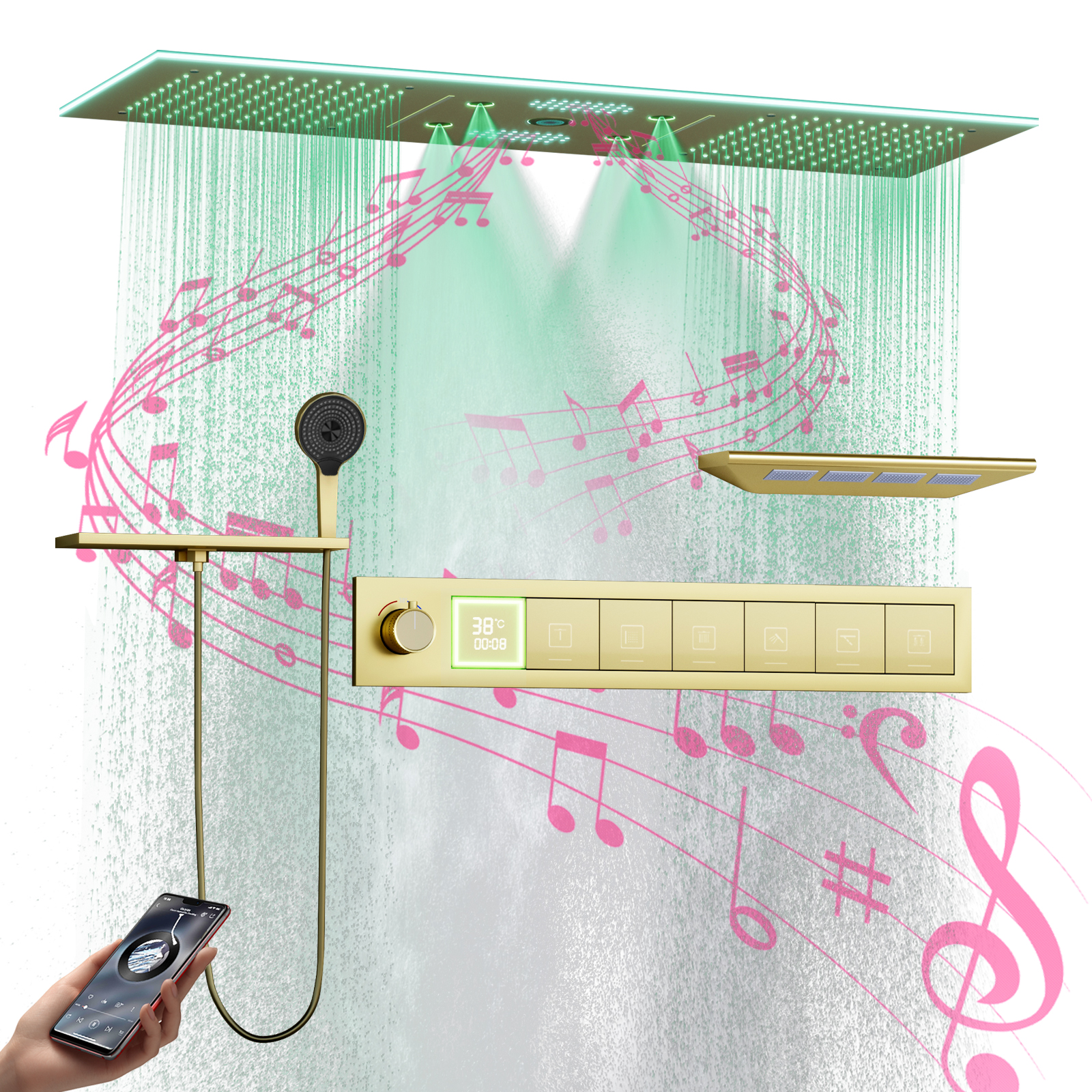 رأس دش ملون بإضاءة LED