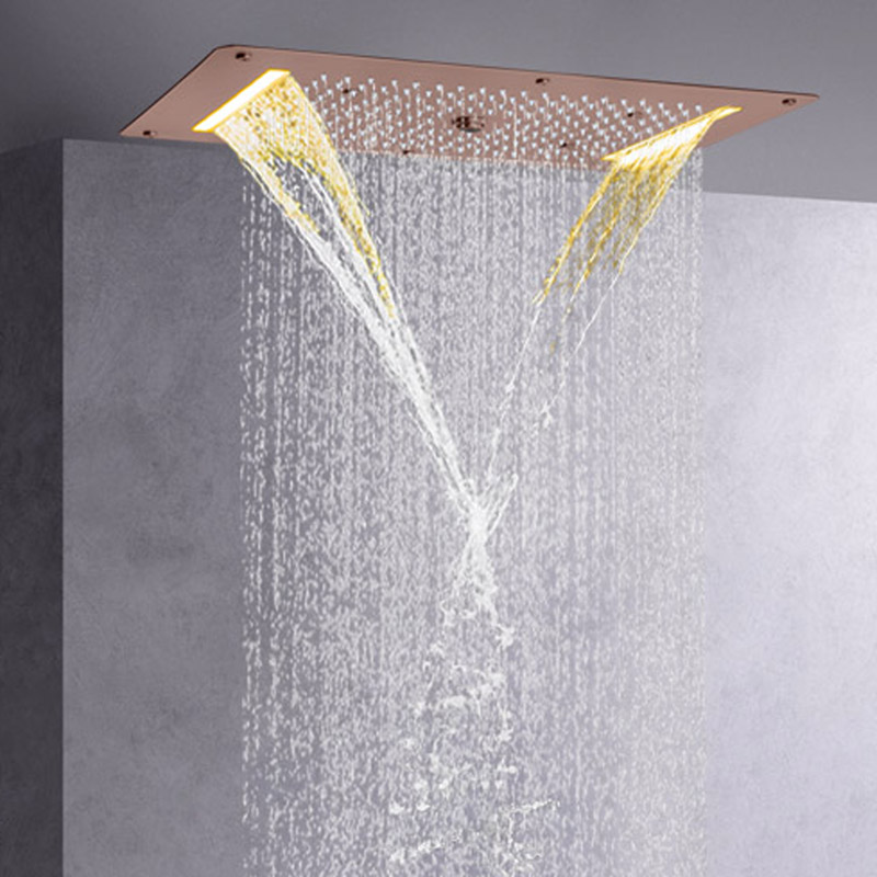 براون 70X38 سم دش خلاط LED النمط الأوروبي الحمام غرفة استحمام وتدليك الأمطار نظام دش مخفي