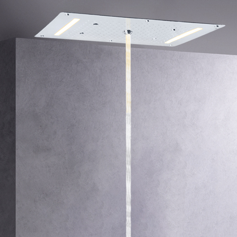 الكروم المصقول دش الحنفيات 70X38 سم LED الحمام متعددة الوظائف دش شلال هطول الأمطار التفتيت فقاعة