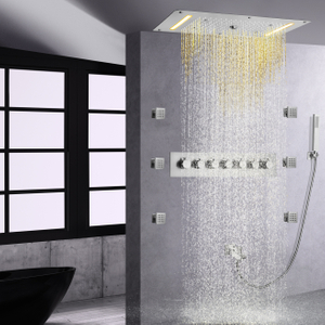 نظام الدش ذو التدفق العالي من النيكل المصقول LED، مجموعة خلاط الدش المخفي للحمام
