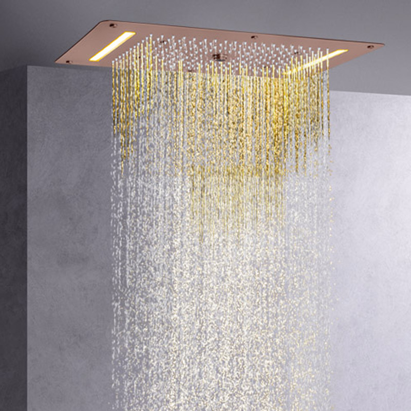 النمط الأوروبي البني دش الحنفيات 70X38 سم LED الحمام غرفة استحمام وتدليك شلال الأمطار التفتيت فقاعة