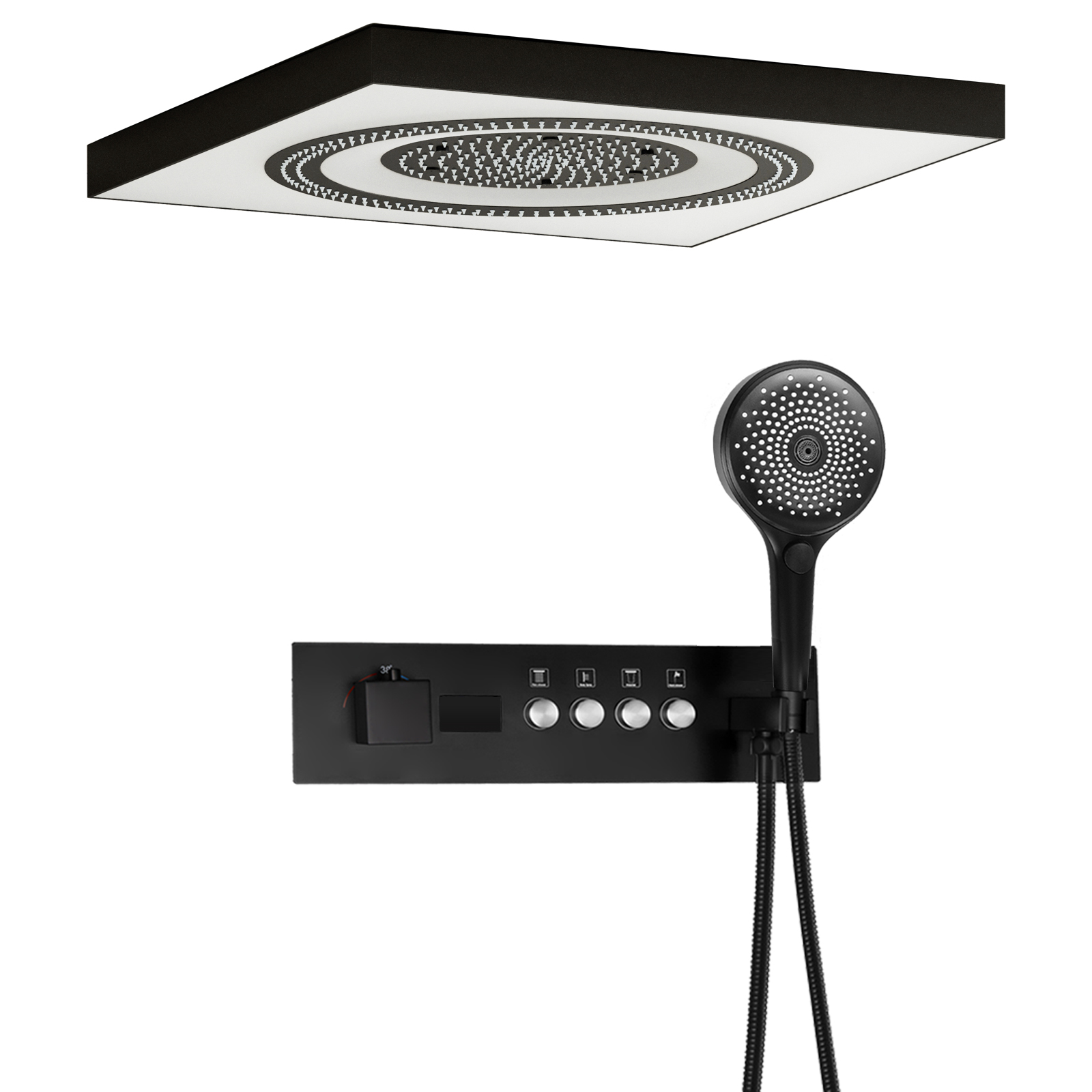 LED رأس دش المطر رذاذ حوض الاستحمام مجموعة أخفى الخيالة دش خلاط دش مقبض صمام