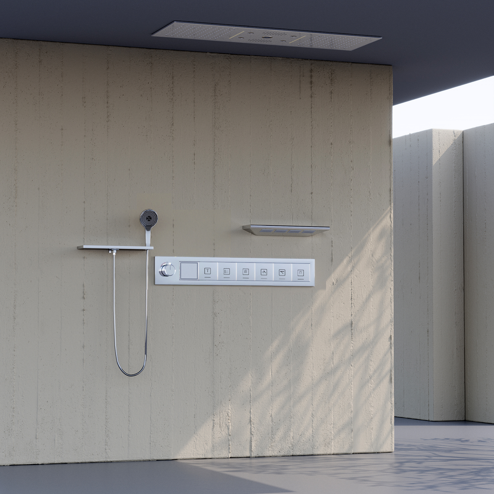 حمام فاخر 6 وظيفة LED نظام الدش 90x30 سنتيمتر عمود الماء المتناثر لوحة دش المطر مع رأس رشاش مربع