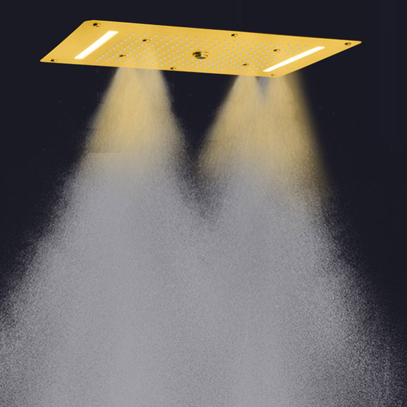 فاخر نحى الذهب رأس دش 70X38 سم LED الحمام متعدد الوظائف شلال هطول الأمطار التفتيت فقاعة دش