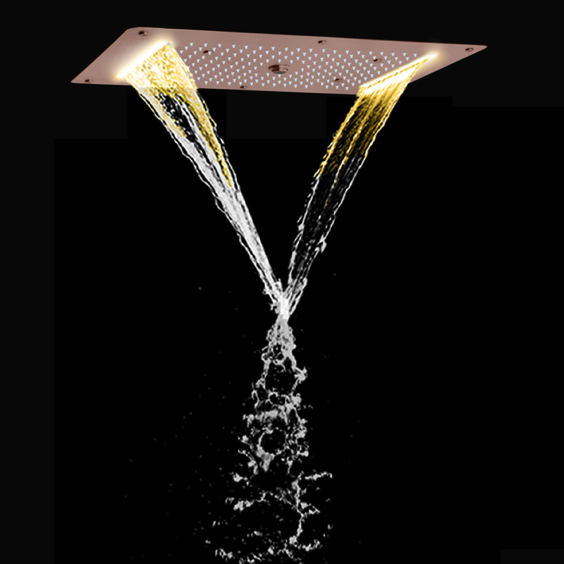 النمط الأوروبي البني دش الحنفيات 70X38 سم LED الحمام غرفة استحمام وتدليك شلال الأمطار التفتيت فقاعة