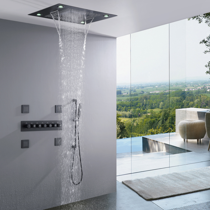 نظام دش حوض الاستحمام LED، مجموعة رأس دش مطري للحمام مع مجموعة كومبو محمولة