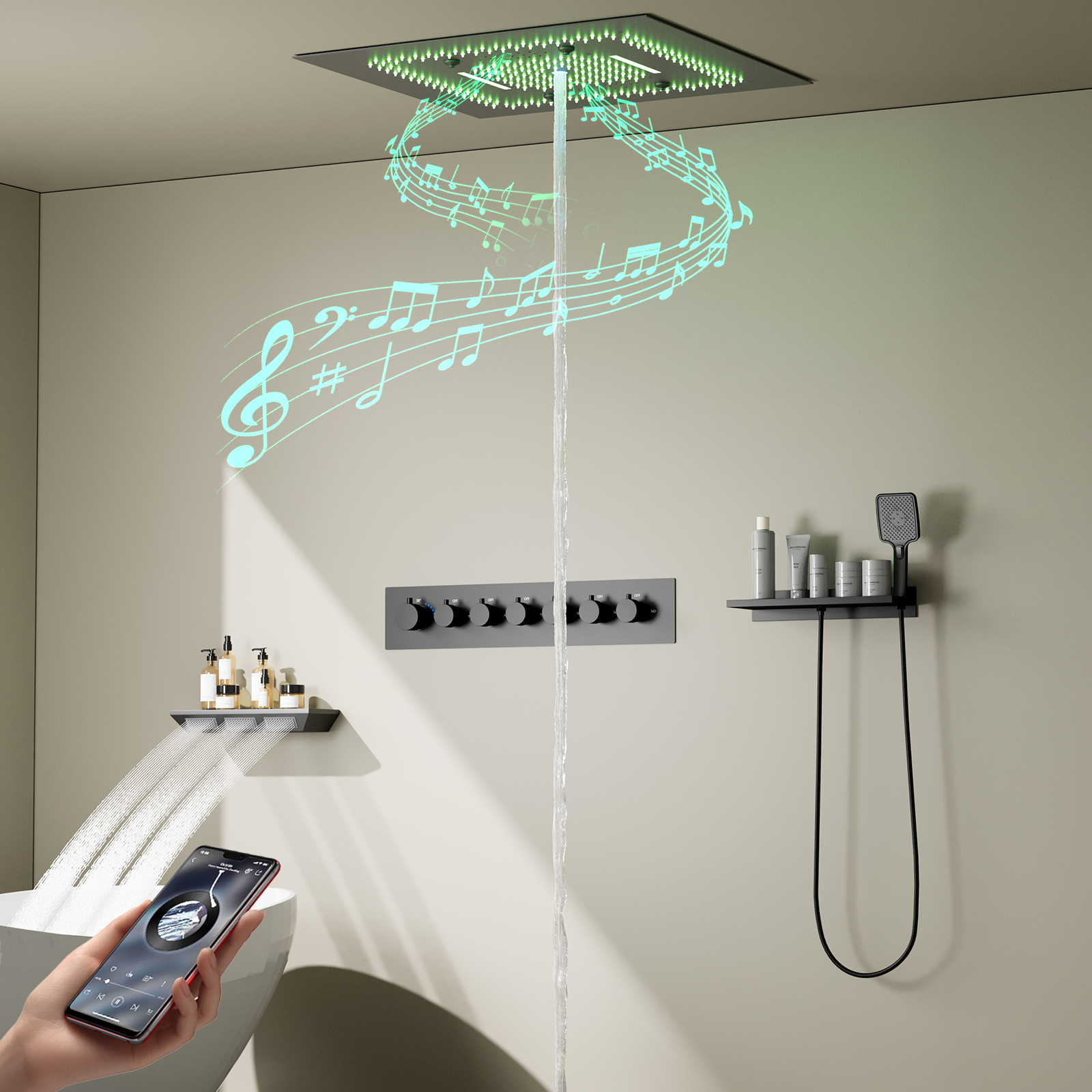 رأس دش LED باللون الرمادي