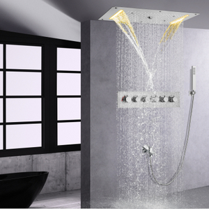 مجموعة صنبور دش ثرموستاتي من النيكل المصقول 700X380 مم نظام دش الأمطار في الحمام مع LED
