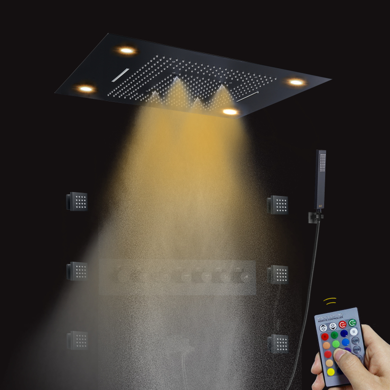 حمام فاخر 600*800 ملم LED متعدد الوظائف خلاط ثرموستاتي ستارة المطر شلال ضباب الجانب رذاذ هطول الأمطار دش مجموعة