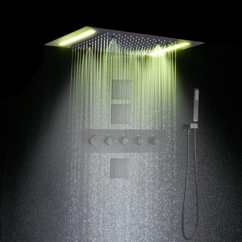 NPT 1/2 أنابيب لأمريكا الشمالية فندق المطر LED دش رئيس ثرموستاتي حمام دش مجموعة لغرف الحمام