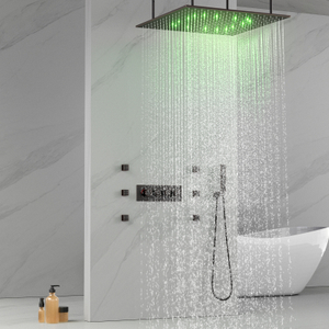 النفط فرك البرونزية متعددة الوظائف الموسيقى سقف جبل دش رئيس صمام LED دش المطر دش خزان دش صنبور